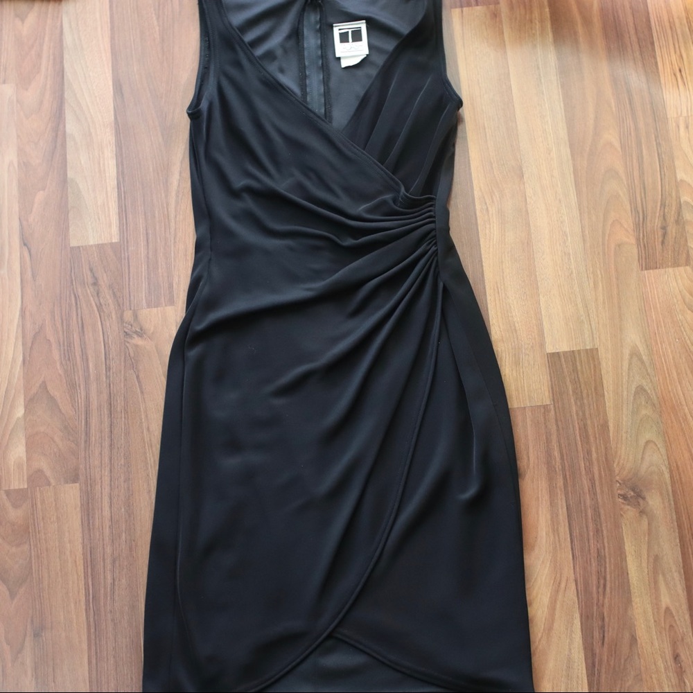 Tadashi Black Wrap Cocktail Dress Sz S